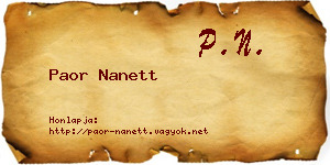 Paor Nanett névjegykártya